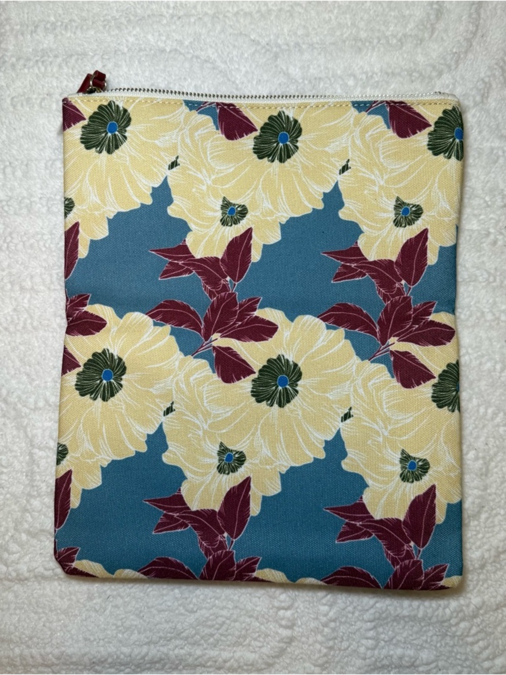 Rachel Pally Floral Canvas Zip Pouch - Teal, Yellow & Burgundy